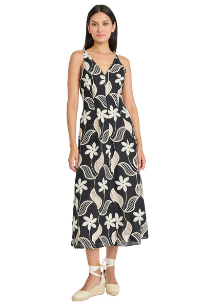 Claribel Petal Stitch Dress - Black/Cream