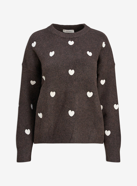 Myles Heart Sweater - Brown