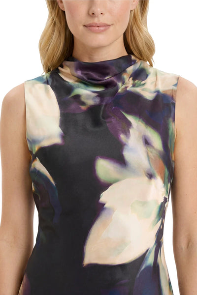 Floral Cowl Neck Maxi Dress - Black/Cream Multi