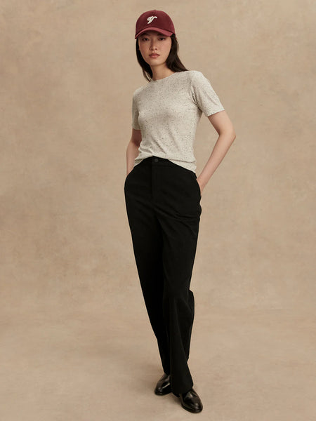 Katrina Fitted Tee - Egret/Black