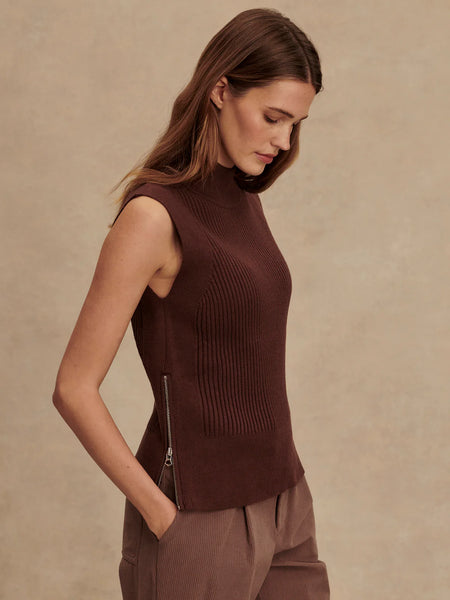 Lois High Neck Tank - Deep Mahogany