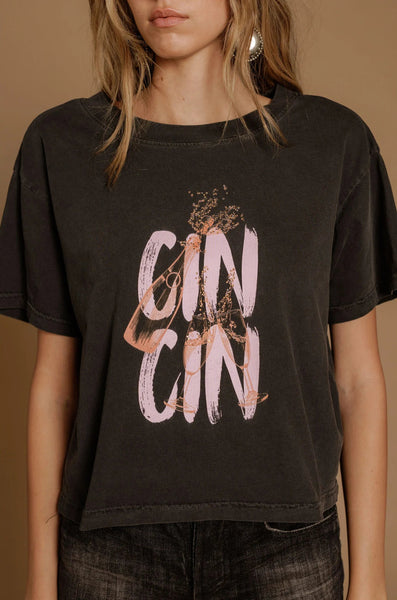 Cin Cin Wide Boy Tee - Vintage Black
