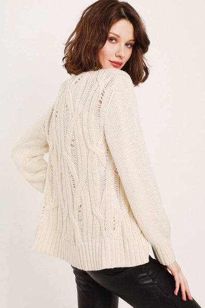 Aria Ladder Cable Cardigan - Winter White