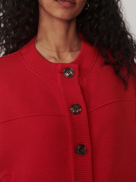 Olwen Button Front Sweat - Red Marl