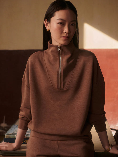 Hawley Half Zip Sweat - Golden Bronze Marl