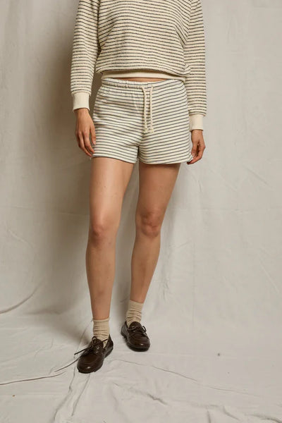 Bennie French Terry Short - Natural/Charcoal Stripe