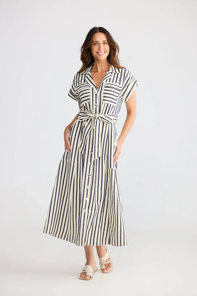 Portia Dress - Navy Stripe