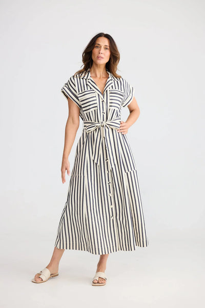 Portia Dress - Navy Stripe