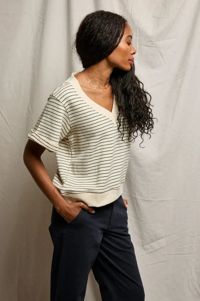 Briggs French Terry Sweatshirt - Natural/Charcoal Stripe