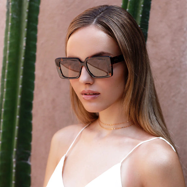 Camilla Rectangular Sunglasses - Brown Tortoise