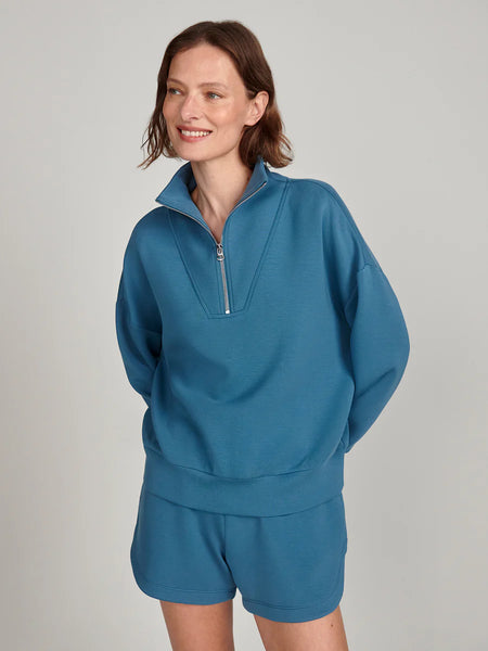 Hawley Half Zip Sweat - Mallard Blue