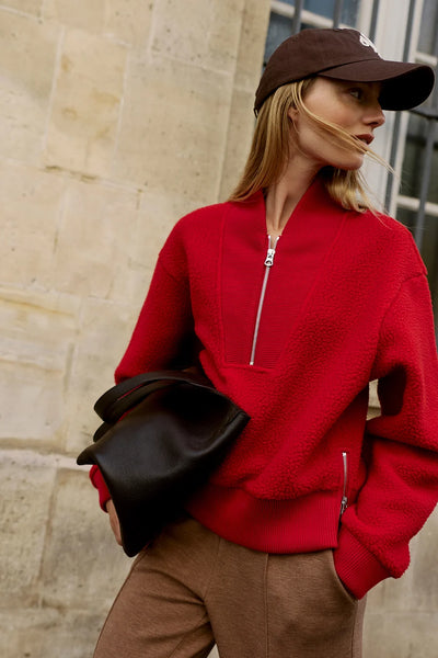 Mumford Half Zip Fleece - Washed Red