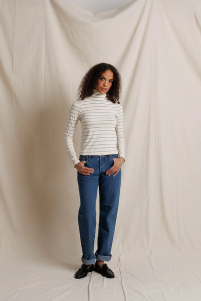 Cindy Turtleneck - Natural/Black Stripe
