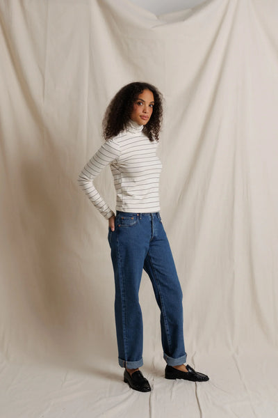Cindy Turtleneck - Natural/Black Stripe