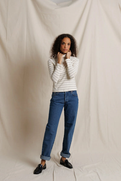Cindy Turtleneck - Natural/Black Stripe
