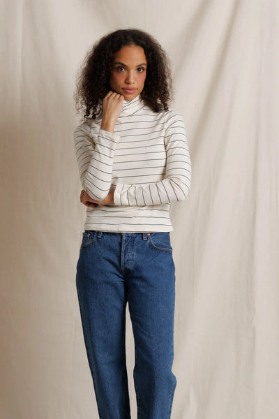 Cindy Turtleneck - Natural/Black Stripe