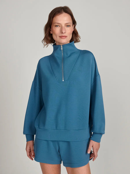 Hawley Half Zip Sweat - Mallard Blue