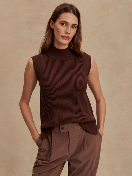 Lois High Neck Tank - Deep Mahogany