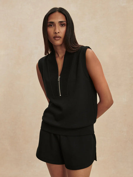 Beau Sleeveless Half Zip - Black