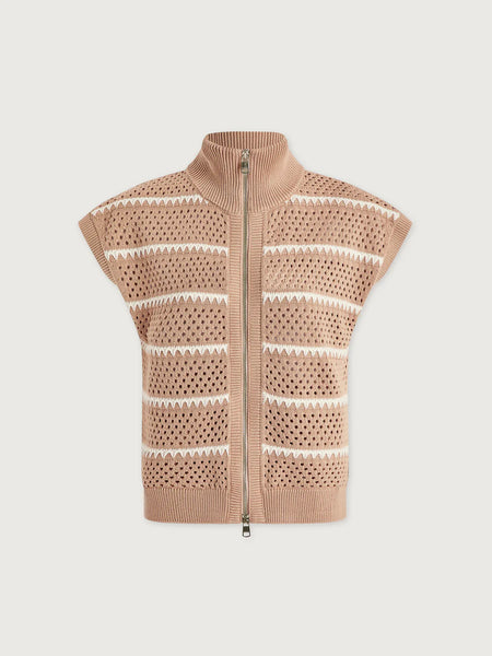Haney Zip Through Knit - Light Taupe