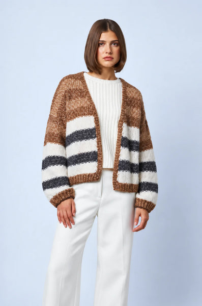 Felicity Cardigan - Biscotti Stripe