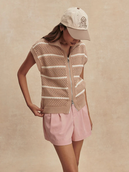 Haney Zip Through Knit - Light Taupe