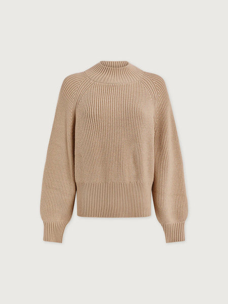 Martina High Neck Rib Knit - Cement