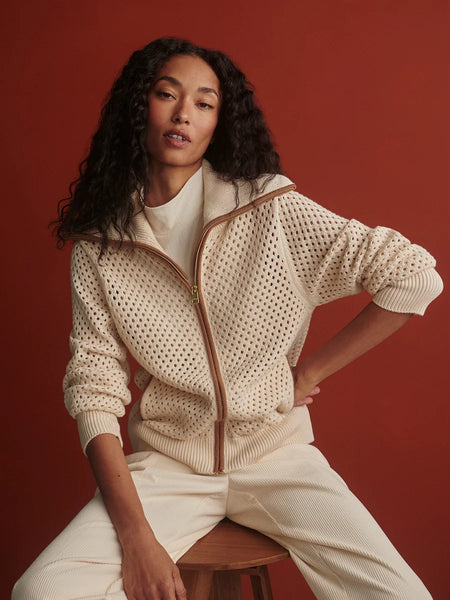 Paula Zip Through Knit Jacket - Birch