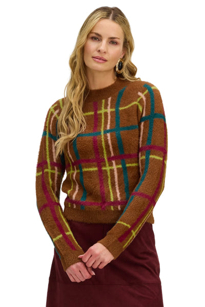 Eliza Sweater - Brown Plaid
