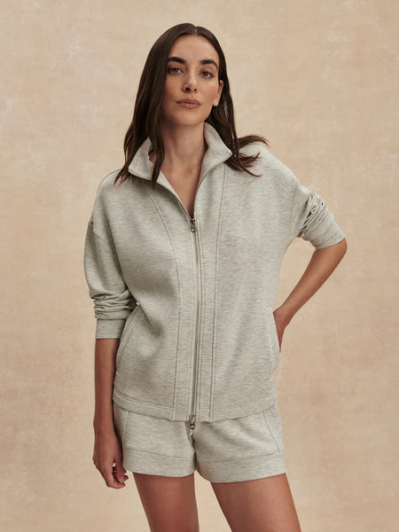 Arlene Zip Through Sweat - Light Grey Marl