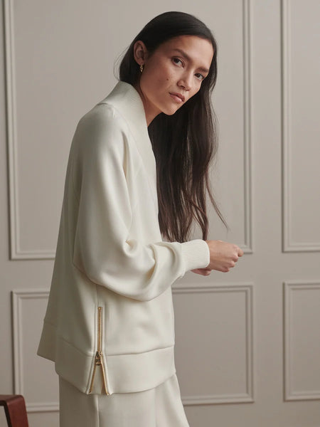 Macie Zip Hem Sweater - Pristine