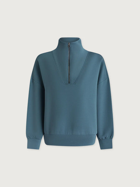 Hawley Half Zip Sweat - Mallard Blue