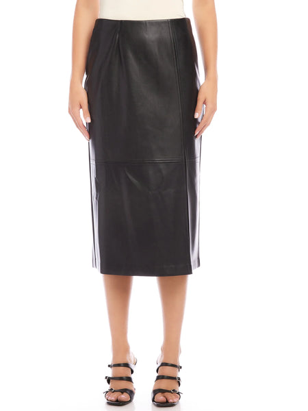 Front Slit Midi Skirt - Black