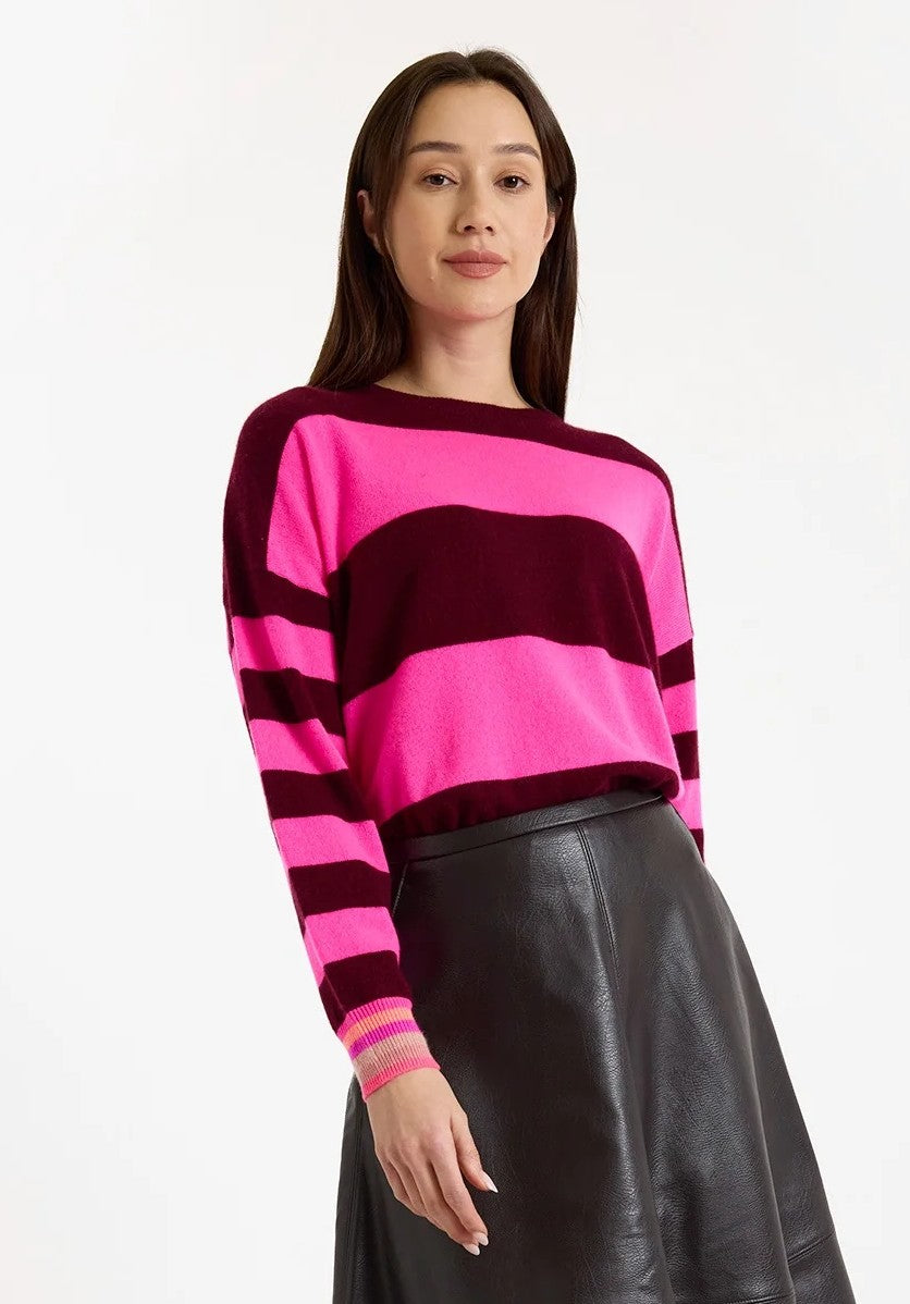 Molly Stripe Crewneck - Cherry Laquer