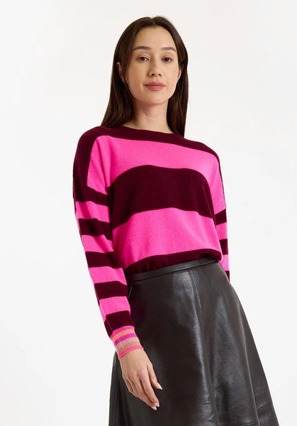 Molly Stripe Crewneck - Cherry Laquer