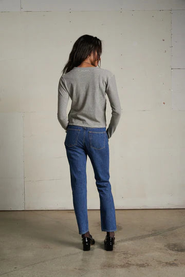 Fiona V-Neck Tee - Ivory/Black Stripe