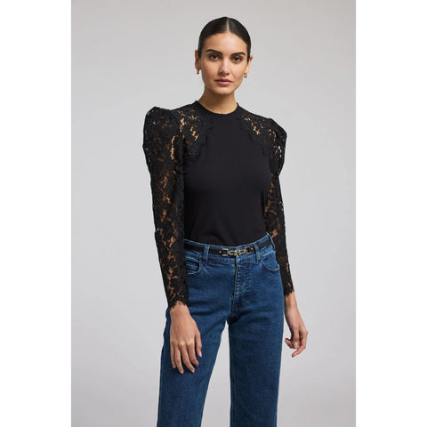 Carlina Lace Combo Top - Black