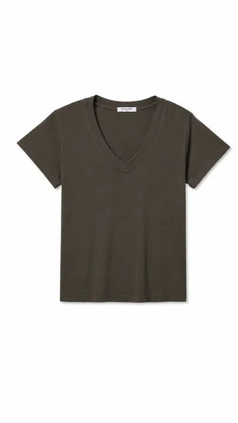 Hendrix Boxy V Neck Tee - Dark Olive