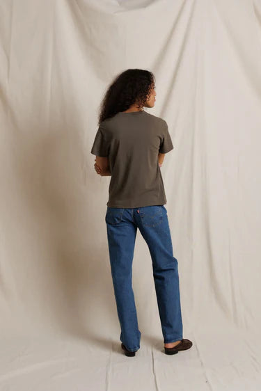 Hendrix Boxy V Neck Tee - Dark Olive