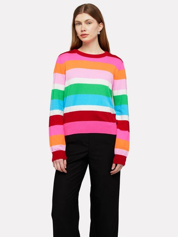 Multi Stripe Crew - Cochineal