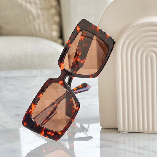 Camilla Rectangular Sunglasses - Brown Tortoise