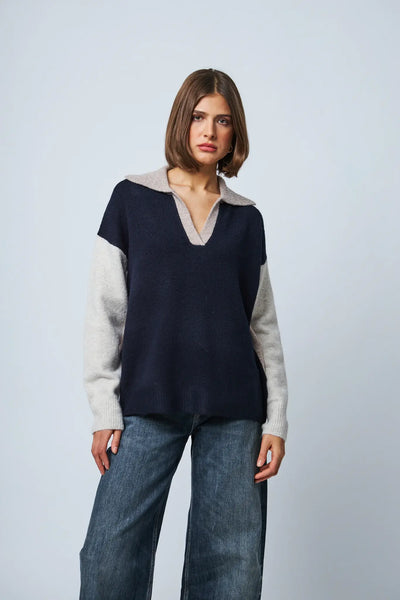 Raelyn Collared Sweater - Mink Block