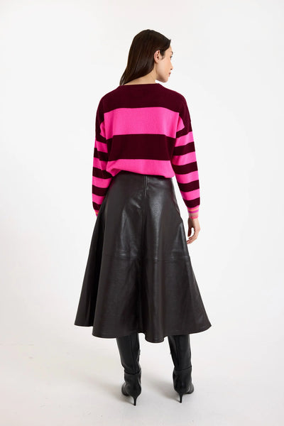 Molly Stripe Crewneck - Cherry Laquer
