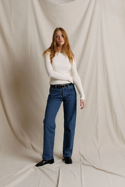 Ivanna Modal Cashmere Rib Top - Natural