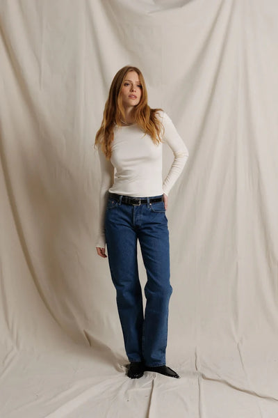 Ivanna Modal Cashmere Rib Top - Natural