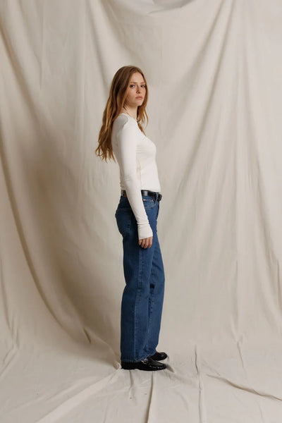 Ivanna Modal Cashmere Rib Top - Natural