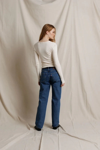 Ivanna Modal Cashmere Rib Top - Natural