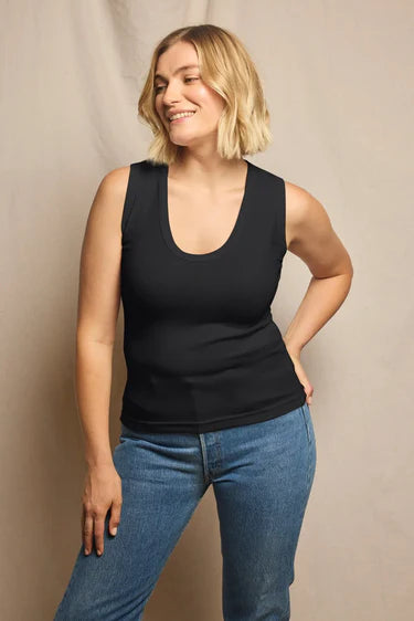Jordan Rib U Neck Tank - True Black