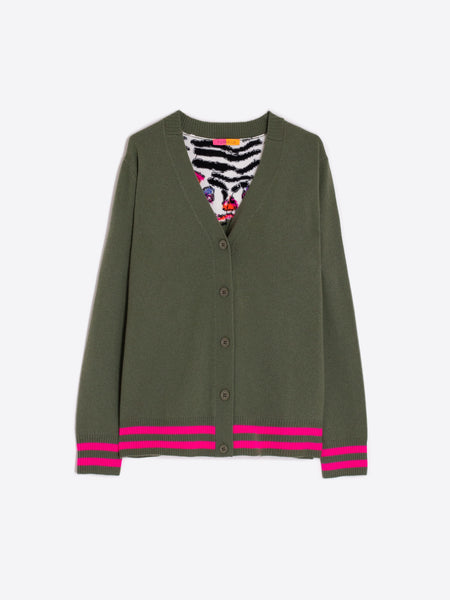 Theresa Tiger Cardigan - Green & Pink