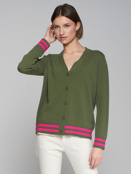 Theresa Tiger Cardigan - Green & Pink